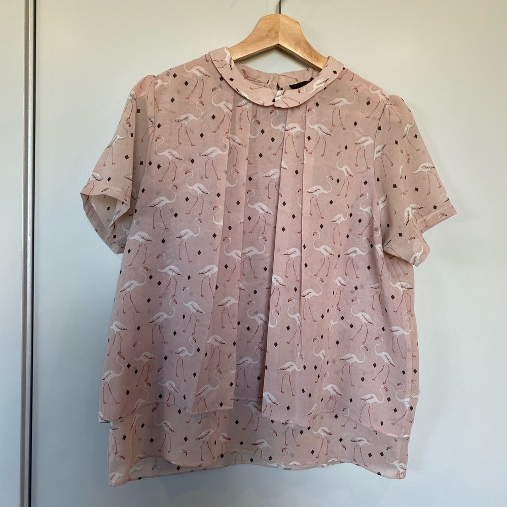 Flamingo Print Blouse